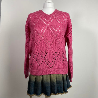 90s Handmade Knitted Jumper - Size M