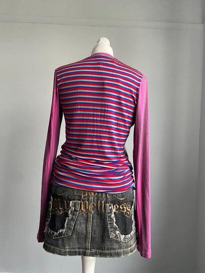 Custo Barcelona Graphic Print Striped Dress - Size S/M