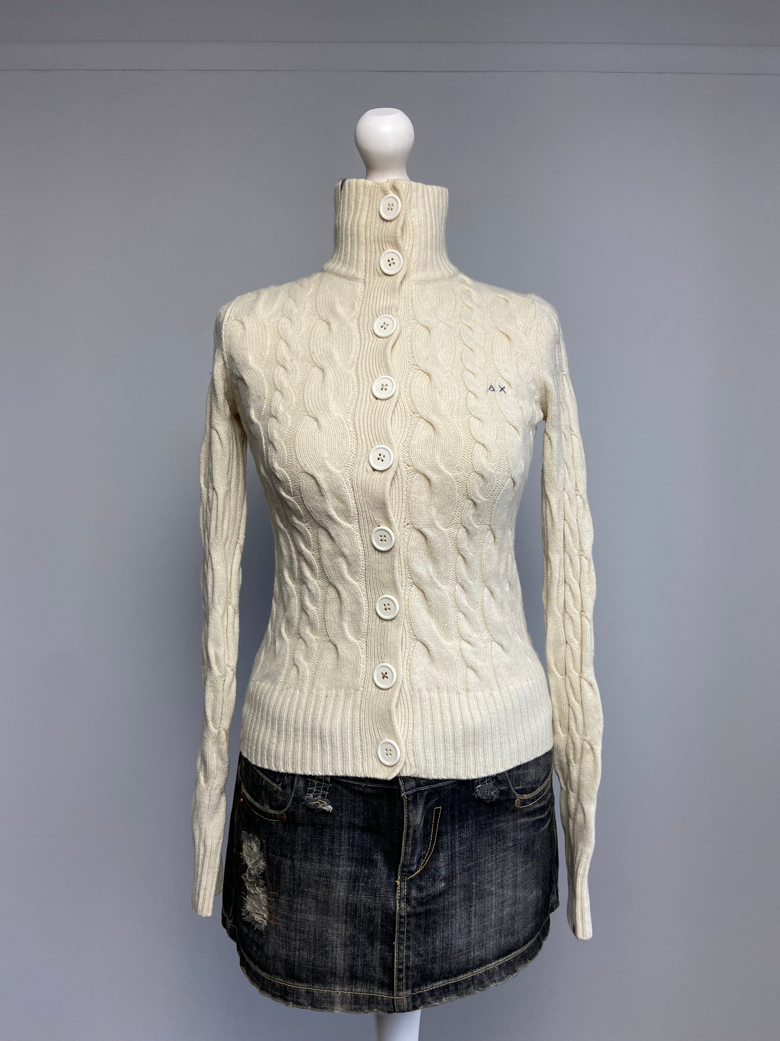 Wool Knit Cardigan - Size S - Funky Cat