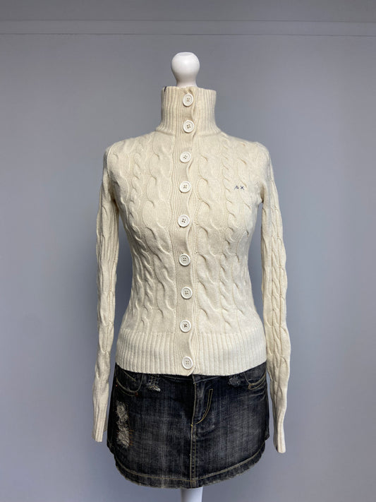 Wool Knit Cardigan - Size S - Funky Cat