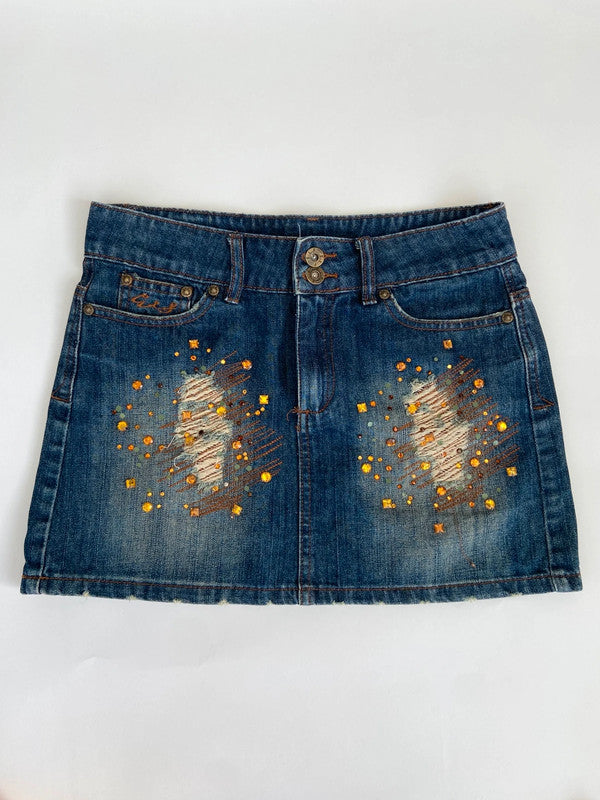 00s Embellished Low Rise Mini Skirt - Size XS - Funky Cat