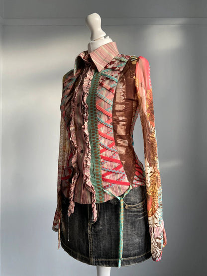 Save The Queen Multicoloured Top - Size S - Funky Cat