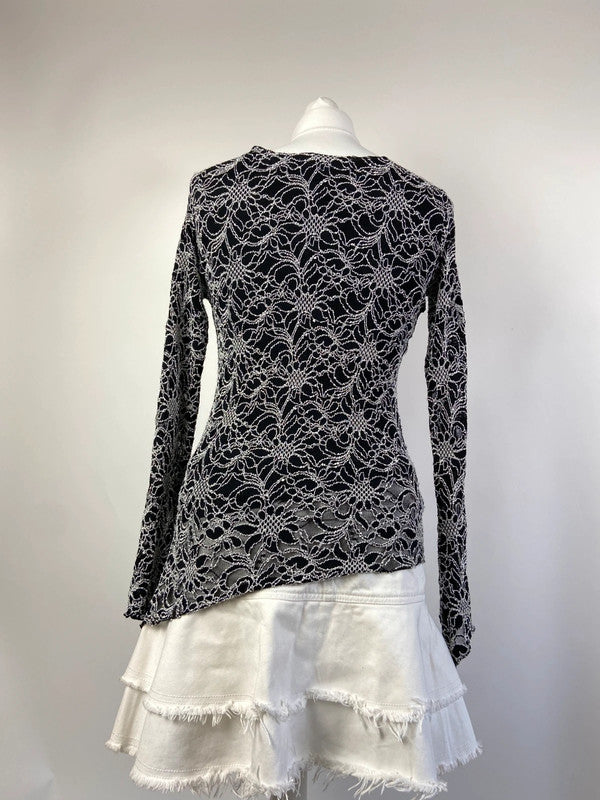 90s Lace Asymmetrical Grunge Whimsical Top - Size M