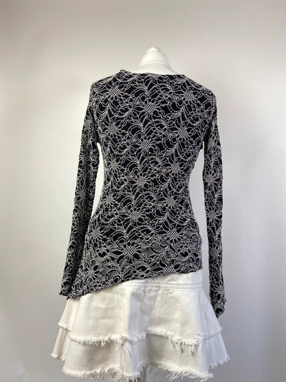90s Lace Asymmetrical Grunge Whimsical Top - Size M
