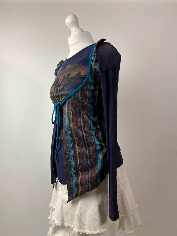 Save The Queen Front Tie Funky Long Sleeve Top - Size S - Funky Cat