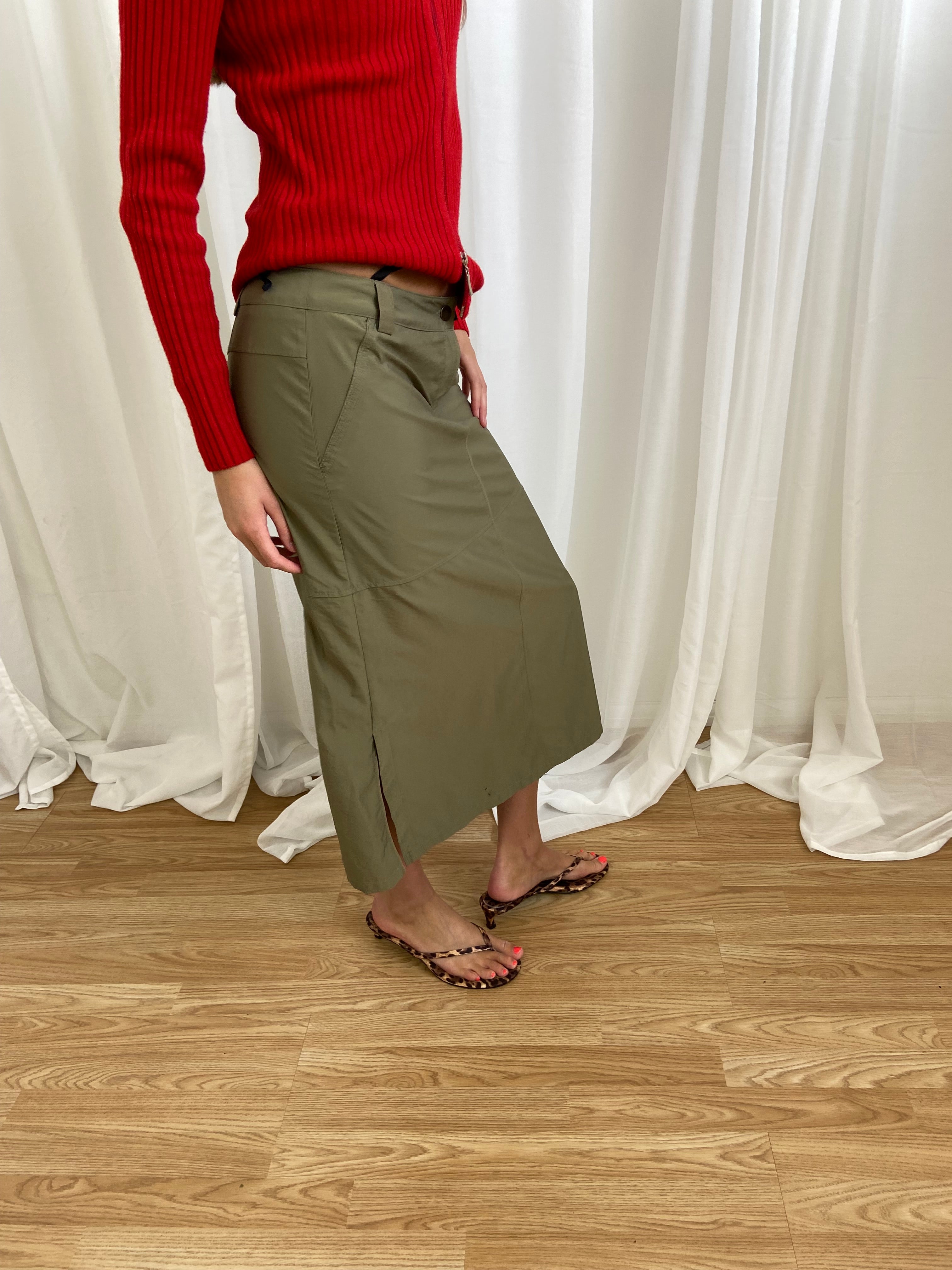 Vintage 00s Khaki Utility Skirt - Size UK 8/10
