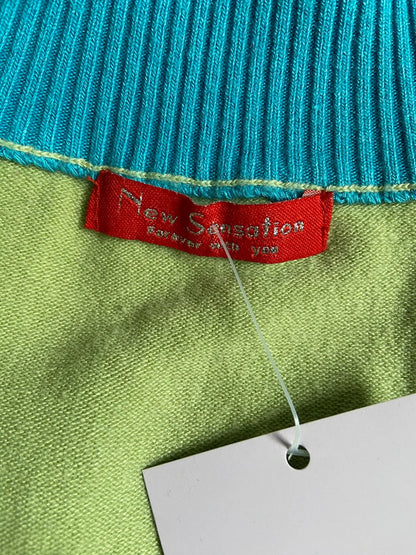 Vintage 00s Multicoloured Zip Up Jumper - Size M - Funky Cat