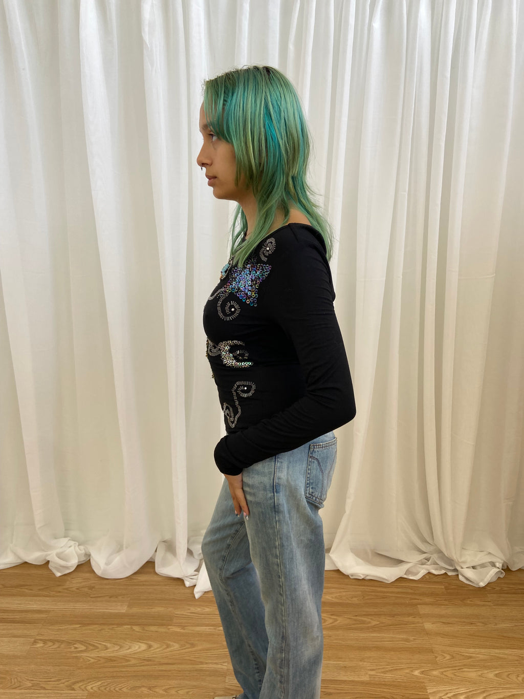 Vintage 00s Sequin Open Back Top - Size XS/S