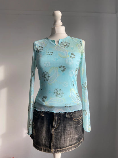 Vintage 00s Whimsical Top - Size S - Funky Cat