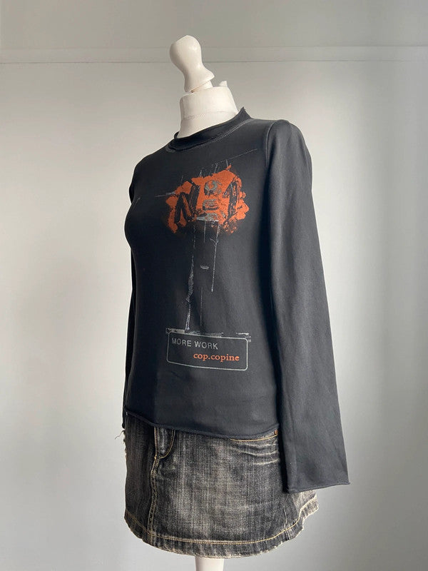 Cop Copine Graphic Top - Size S - Funky Cat