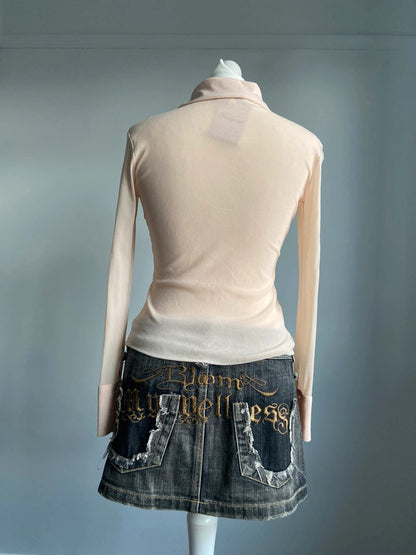 Vintage 00s Pink Mesh Shirt - Size S