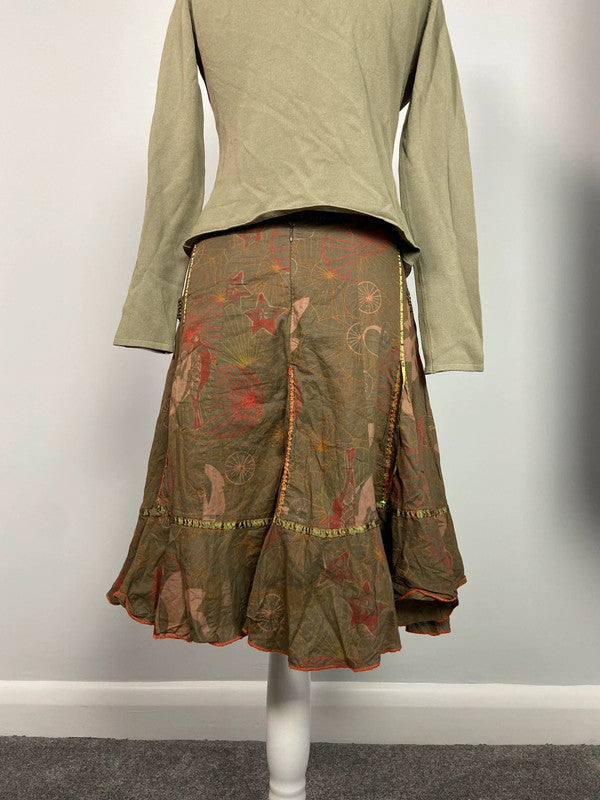 Vintage 00s Graphic Printed Skirt - Size S - Funky Cat