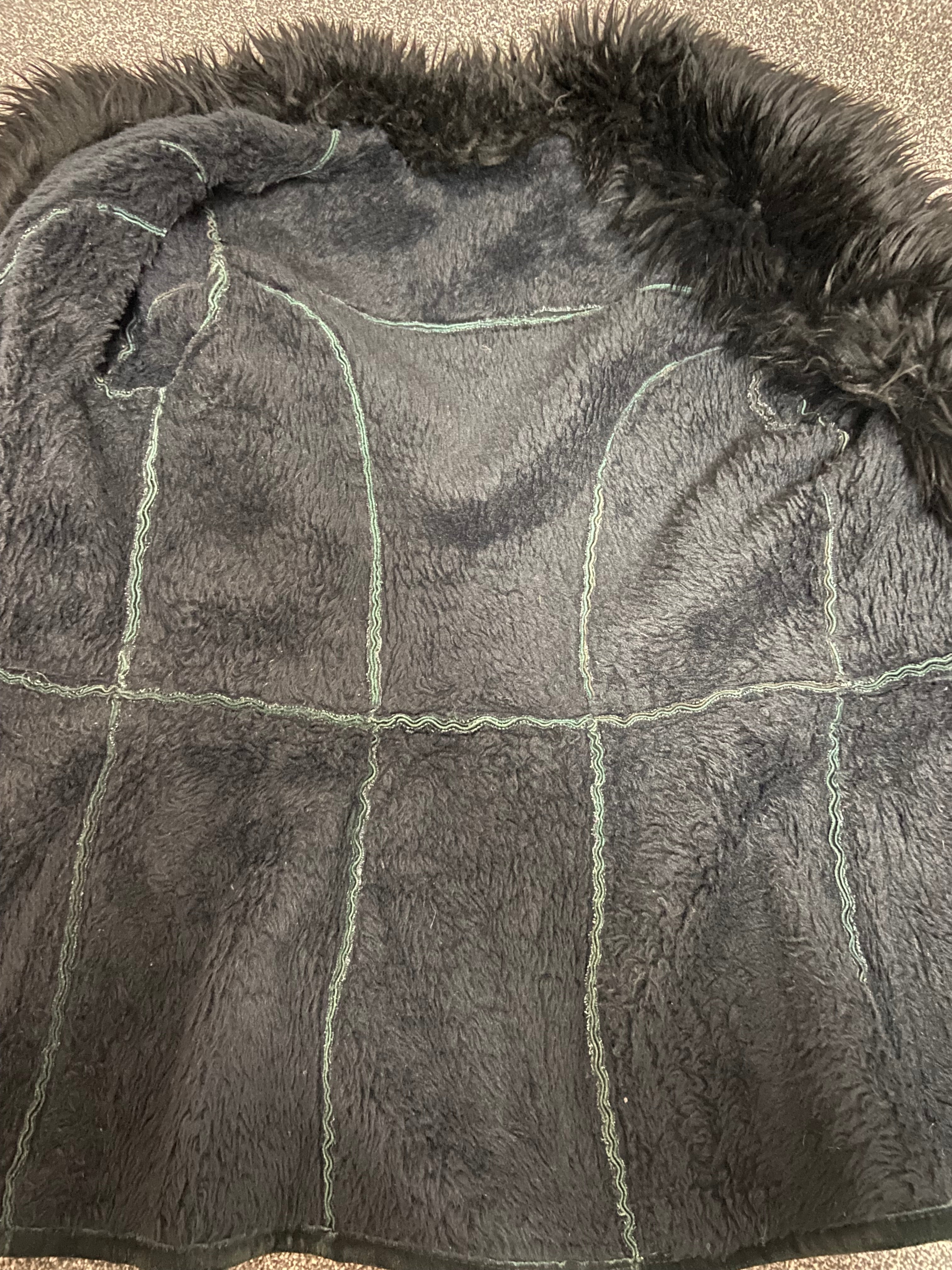 Vintage Leather Mongolian Fur Trim Coat - Size M - Funky Cat
