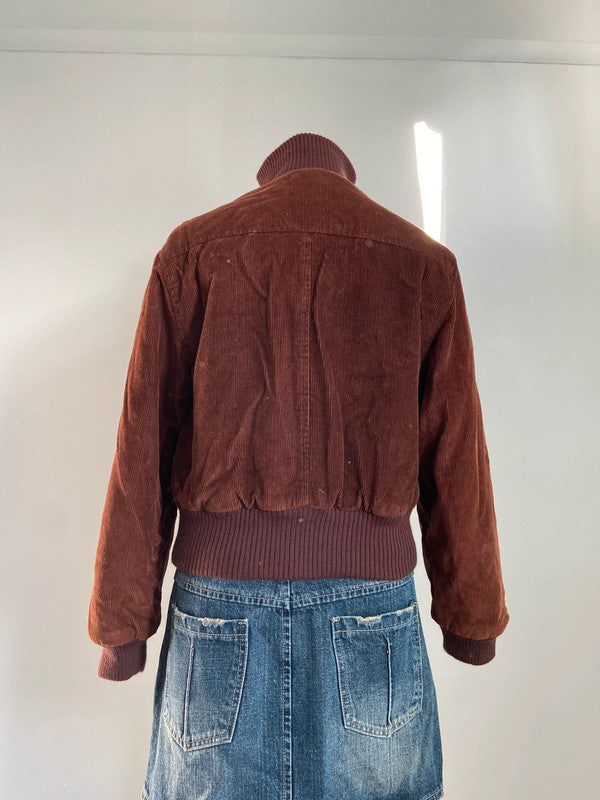Vintage 00s Brown Bomber Jacket - Size M - Funky Cat
