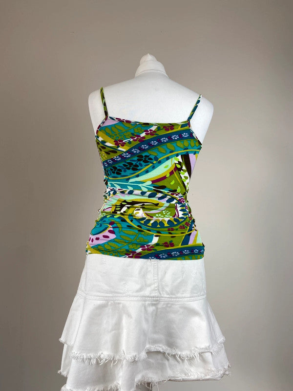 00s Multicolour Abstract Printed Top - Size S/M - Funky Cat