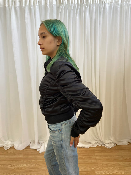 Vintage 00s Ruched Bomber Jacket - Size XS/S
