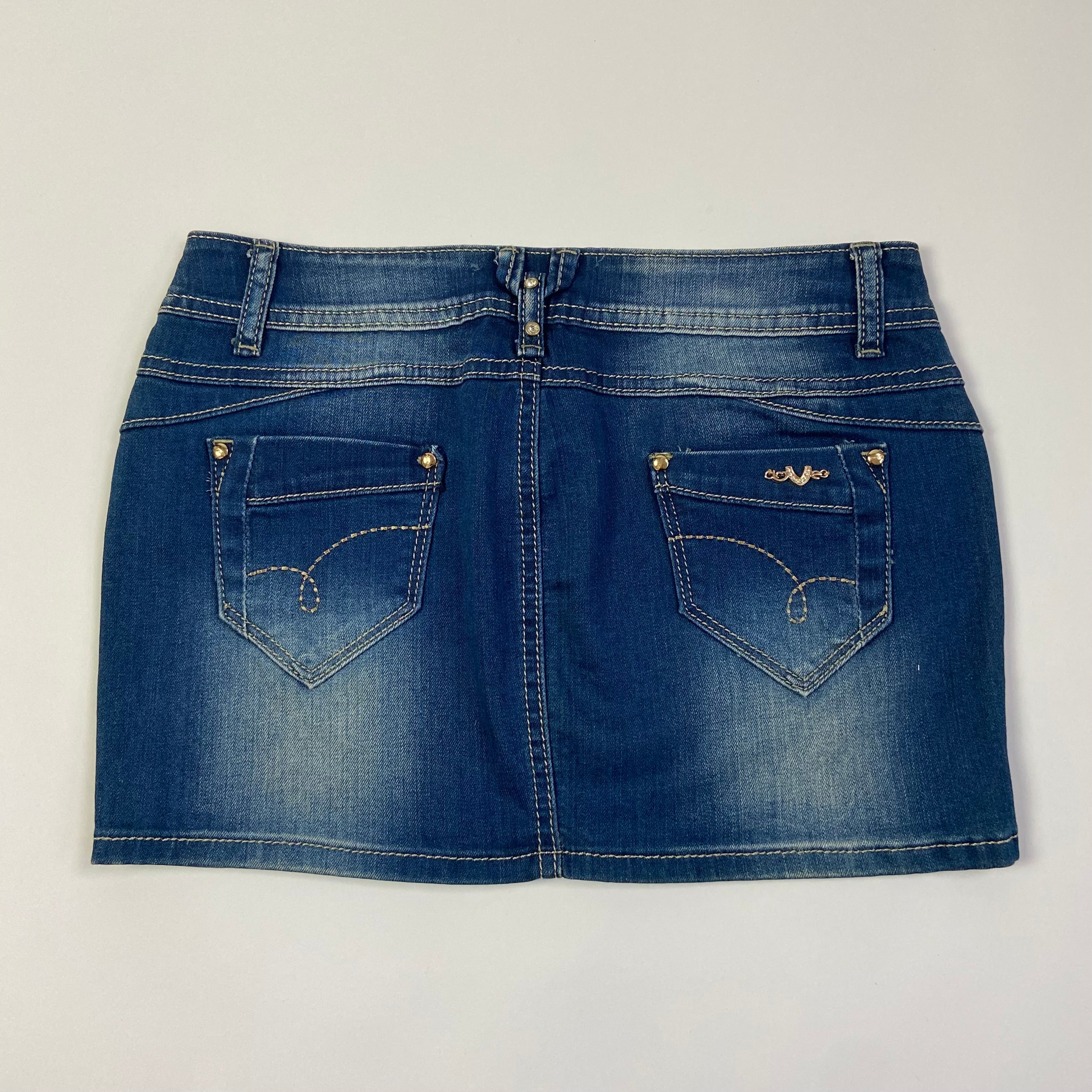 00s Denim Mini Skirt - Size XS/S - Funky Cat