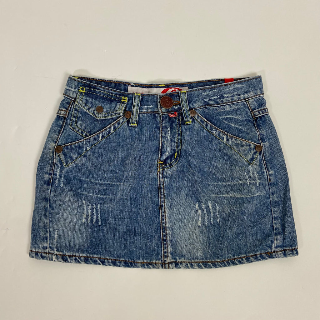 00s Denim Mini Skirt - W28 (UK 6) - Funky Cat
