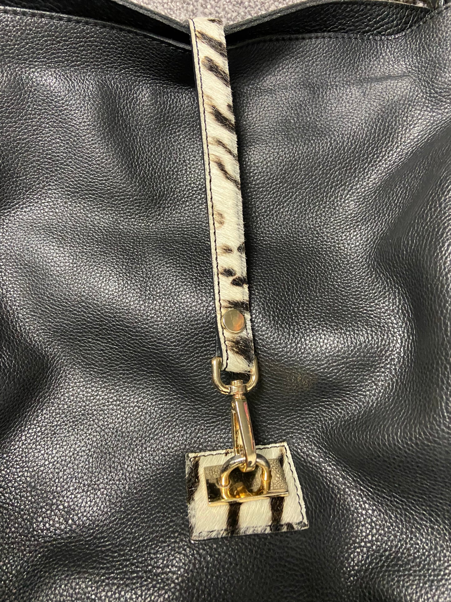 Vintage 00s Slouchy Leather Pony Hair Bag - Funky Cat