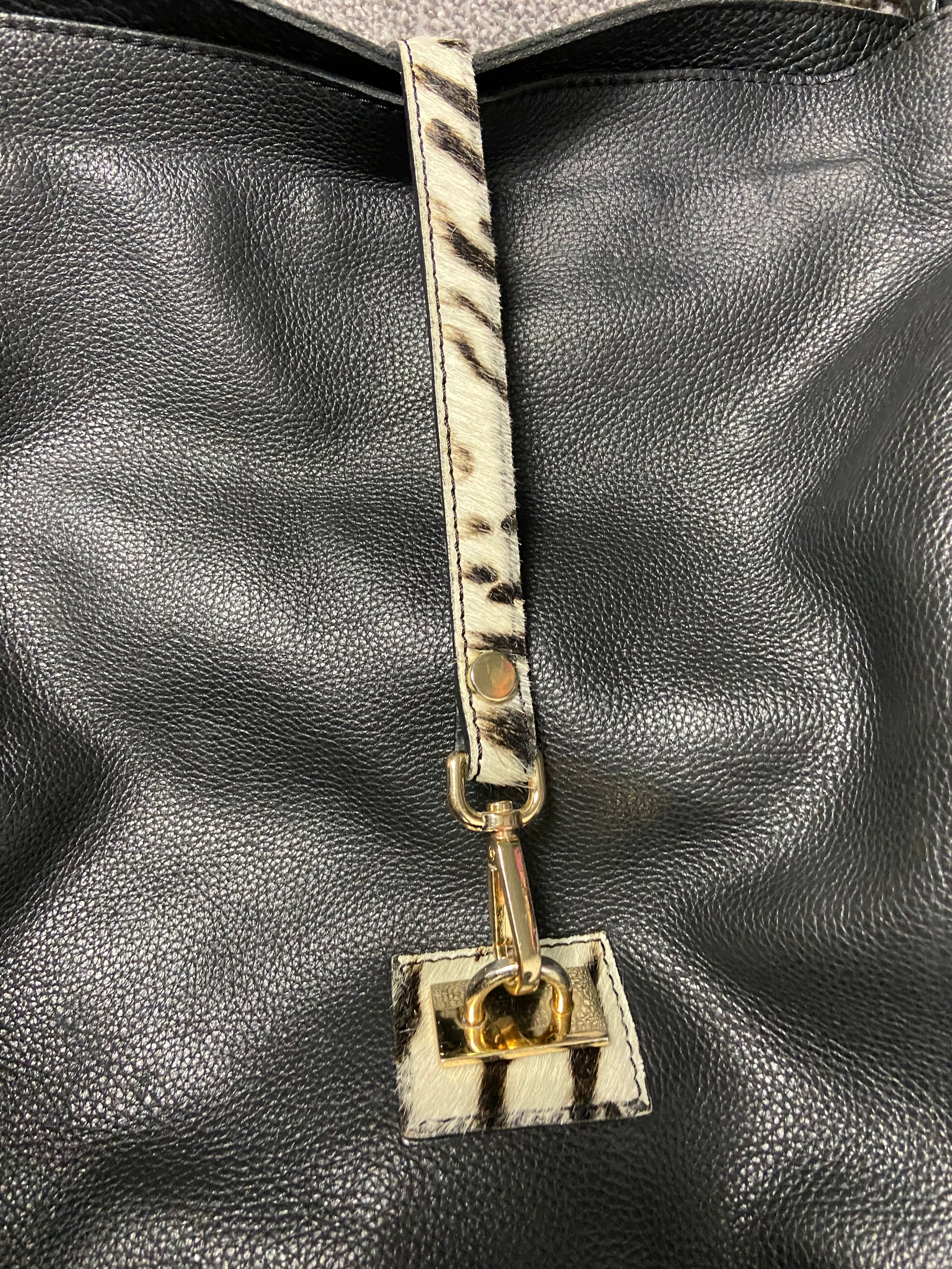 Vintage 00s Slouchy Leather Pony Hair Bag - Funky Cat