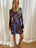Vintage 00s Multicoloured Dress - Size XS/S - Funky Cat