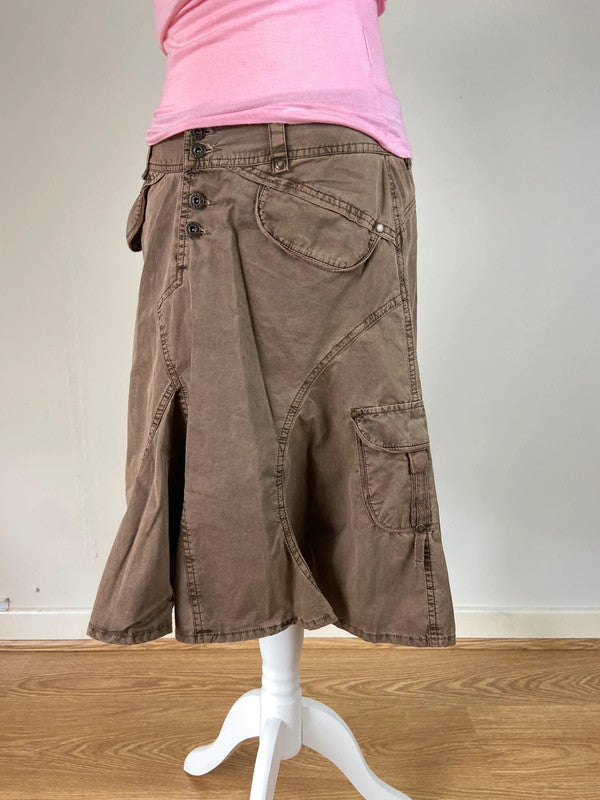 00s Brown Grunge Midi Skirt - Size S