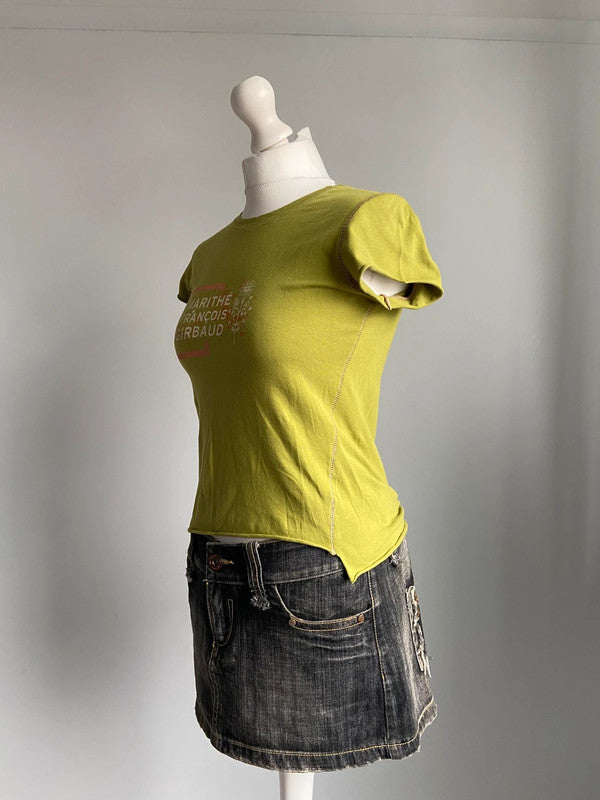 Marithe Francois Girbaud Baby Tee - Size S/M - Funky Cat