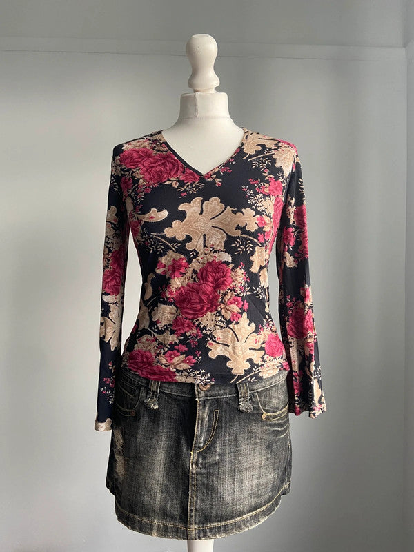 Vintage 00s Whimsical Top - Size M - Funky Cat