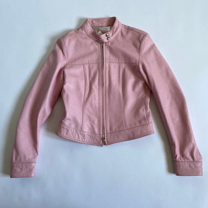 90s Pink Leather Jacket - Size XS