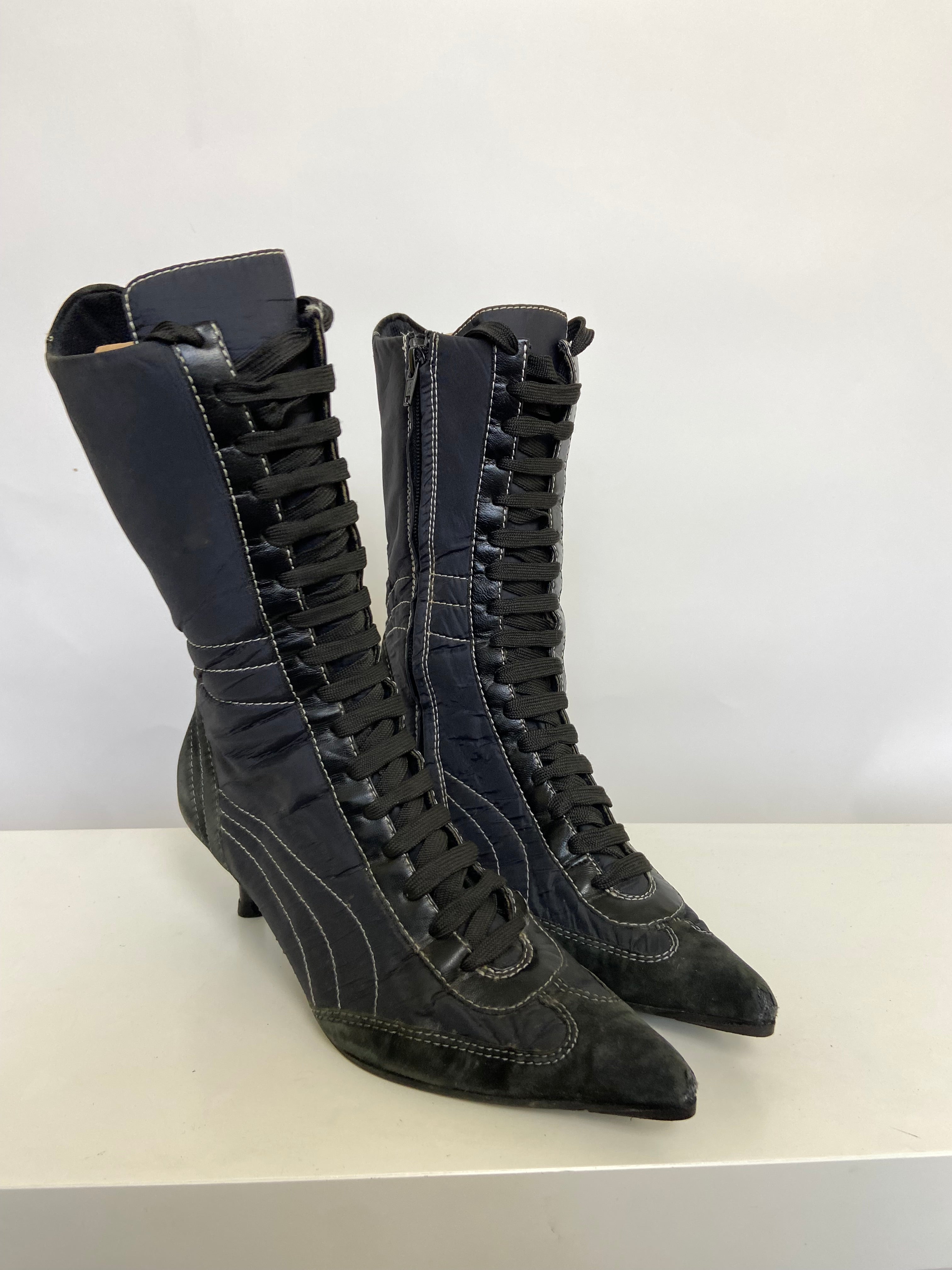 Vintage 00s Fornarina Lace Up Boots - Size UK 5