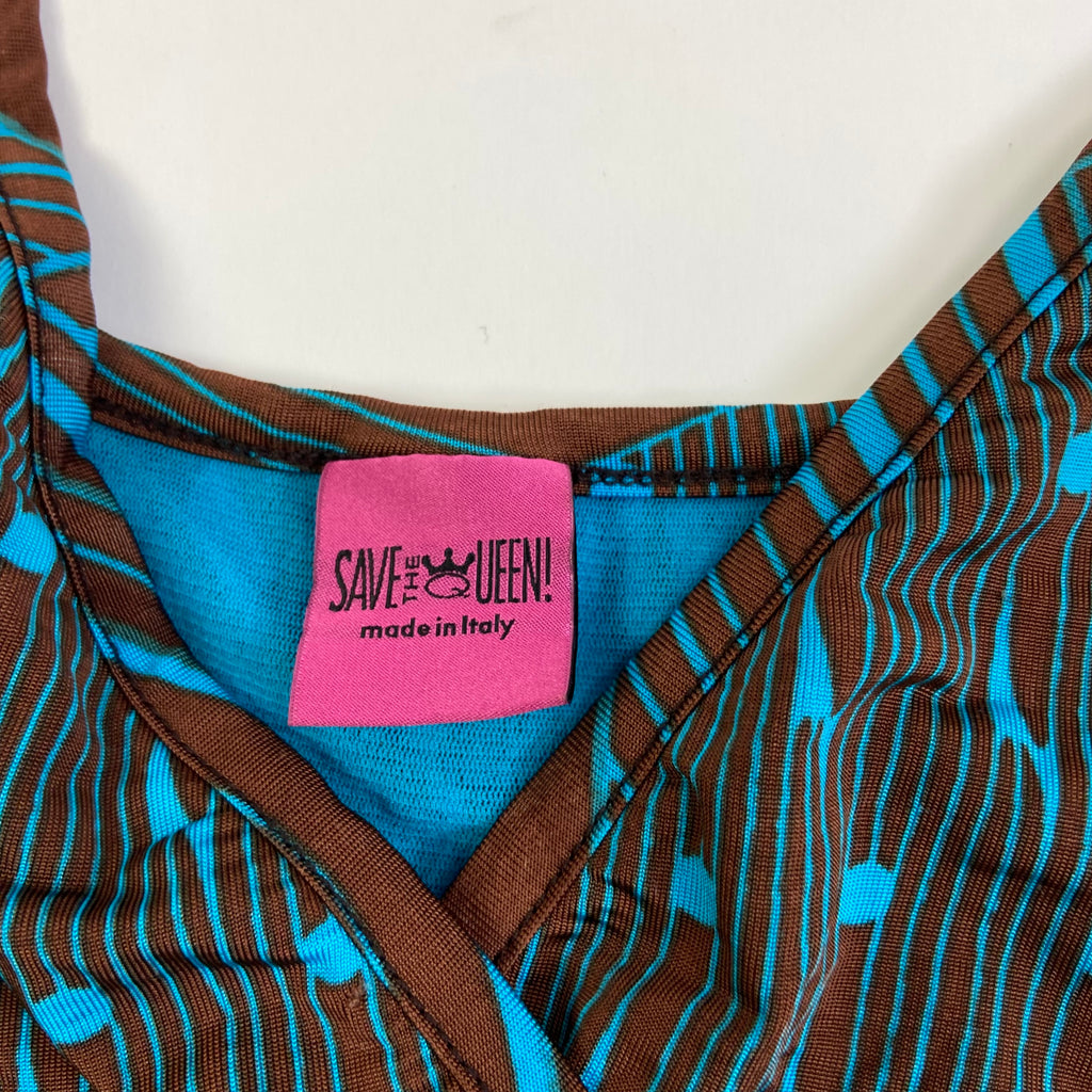 Save The Queen Abstract Print Ruffled Dress - Size M - Funky Cat