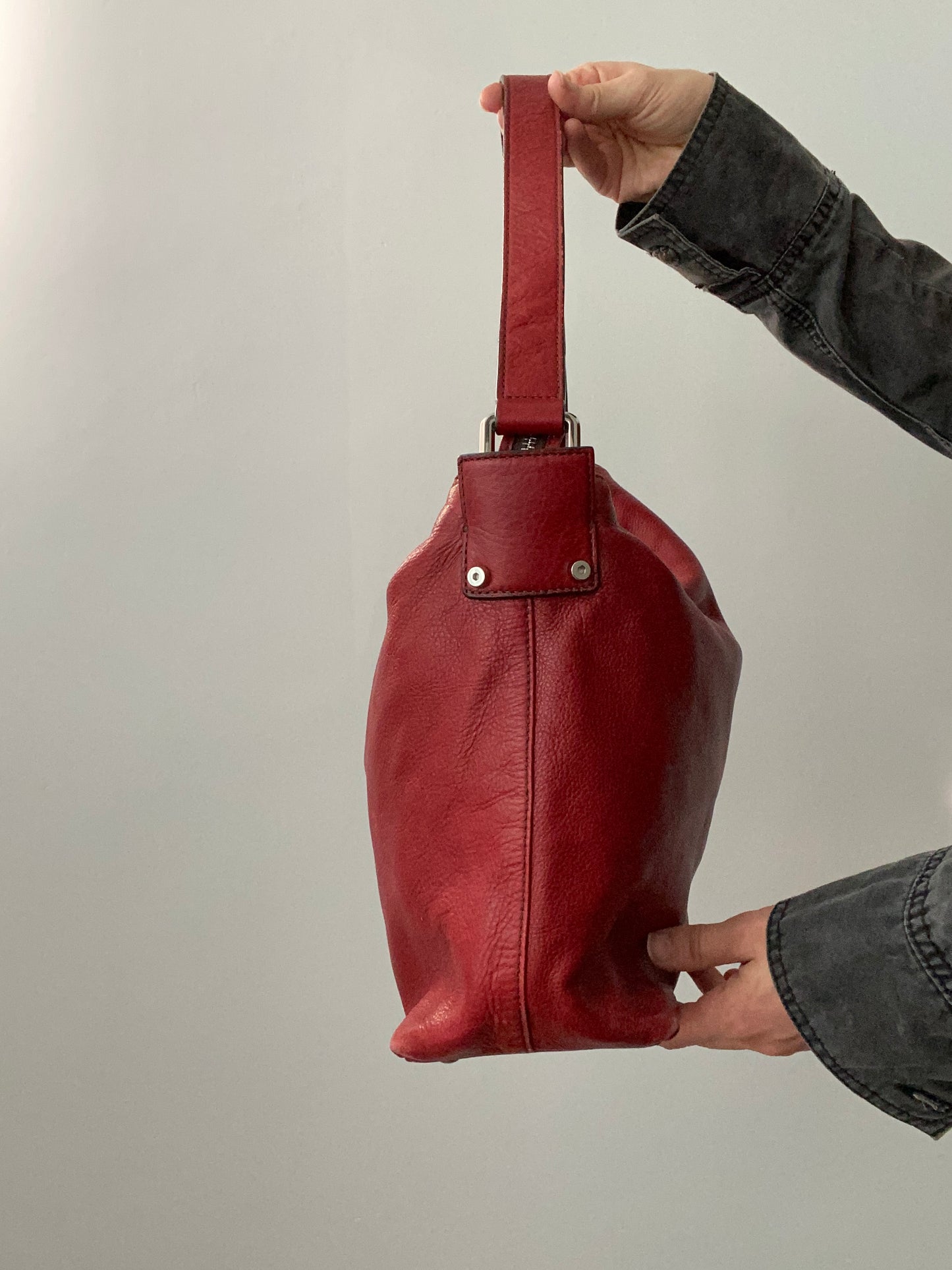 Vintage 00s Red Leather Slouchy Bag - Funky Cat