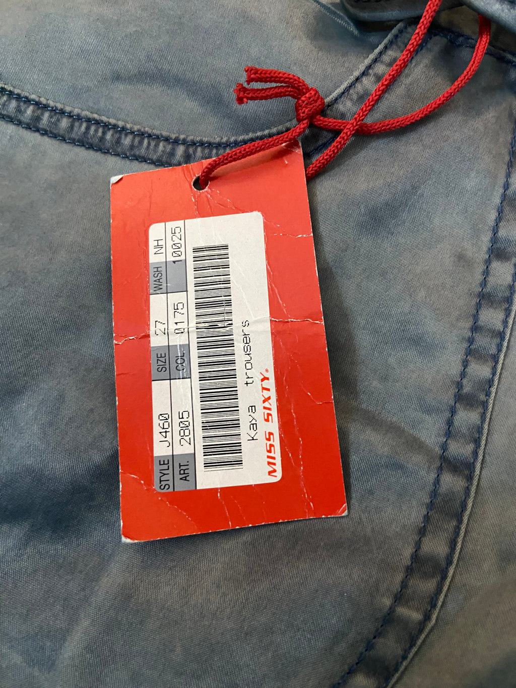 Miss Sixty Metallic Blue Low Rise Pants - Size UK 8/10