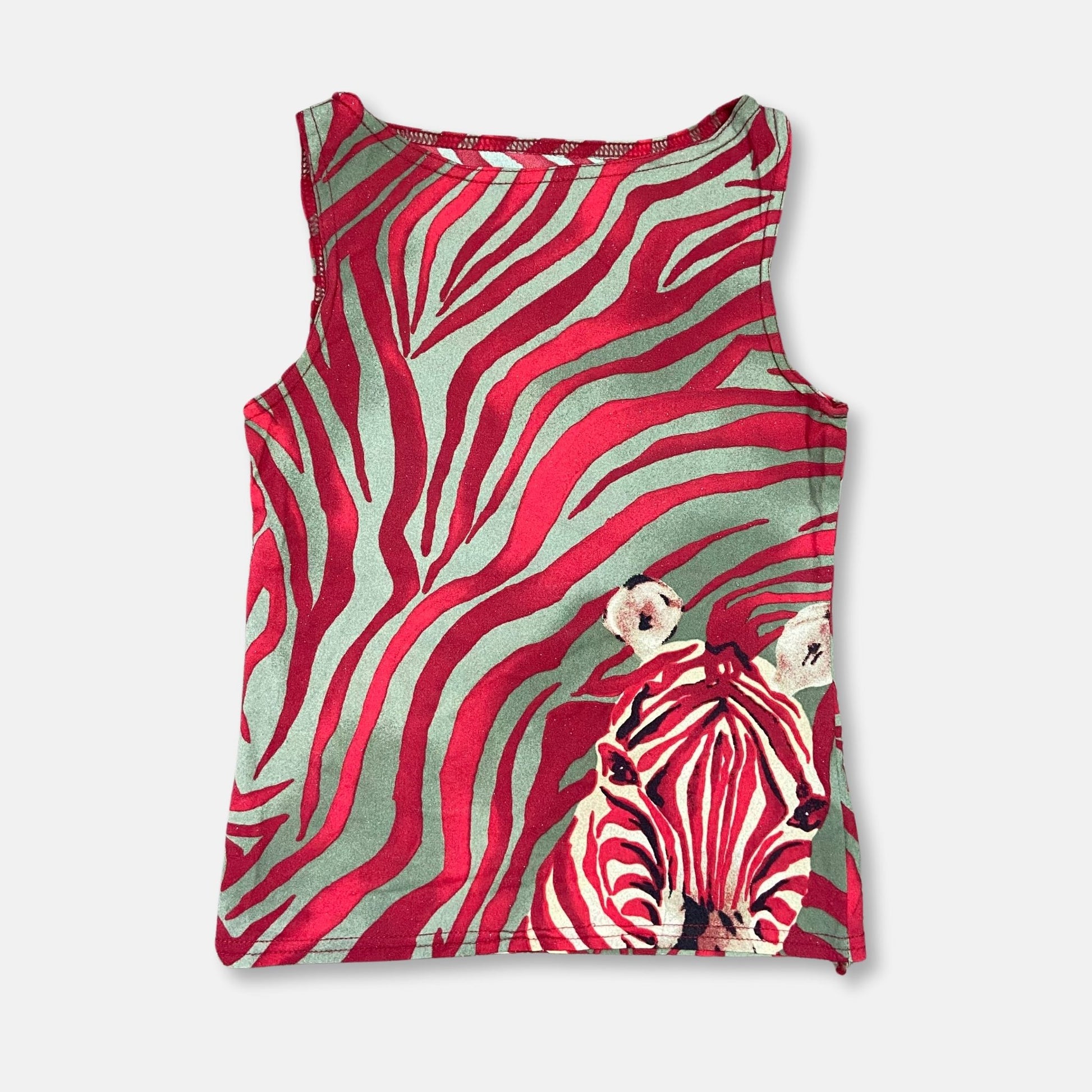 00s Zebra Print Slinky Tank Top - Size XS - Funky Cat