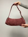 Vintage 00s Suede Baguette Buckle Handbag - Funky Cat