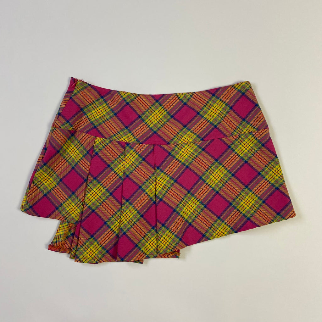 00s Asymmetrical Pleated Mini Skirt - Size S - Funky Cat