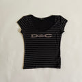 Dolce & Gabbana Rhinestone Striped T-shirt - Size L - Funky Cat