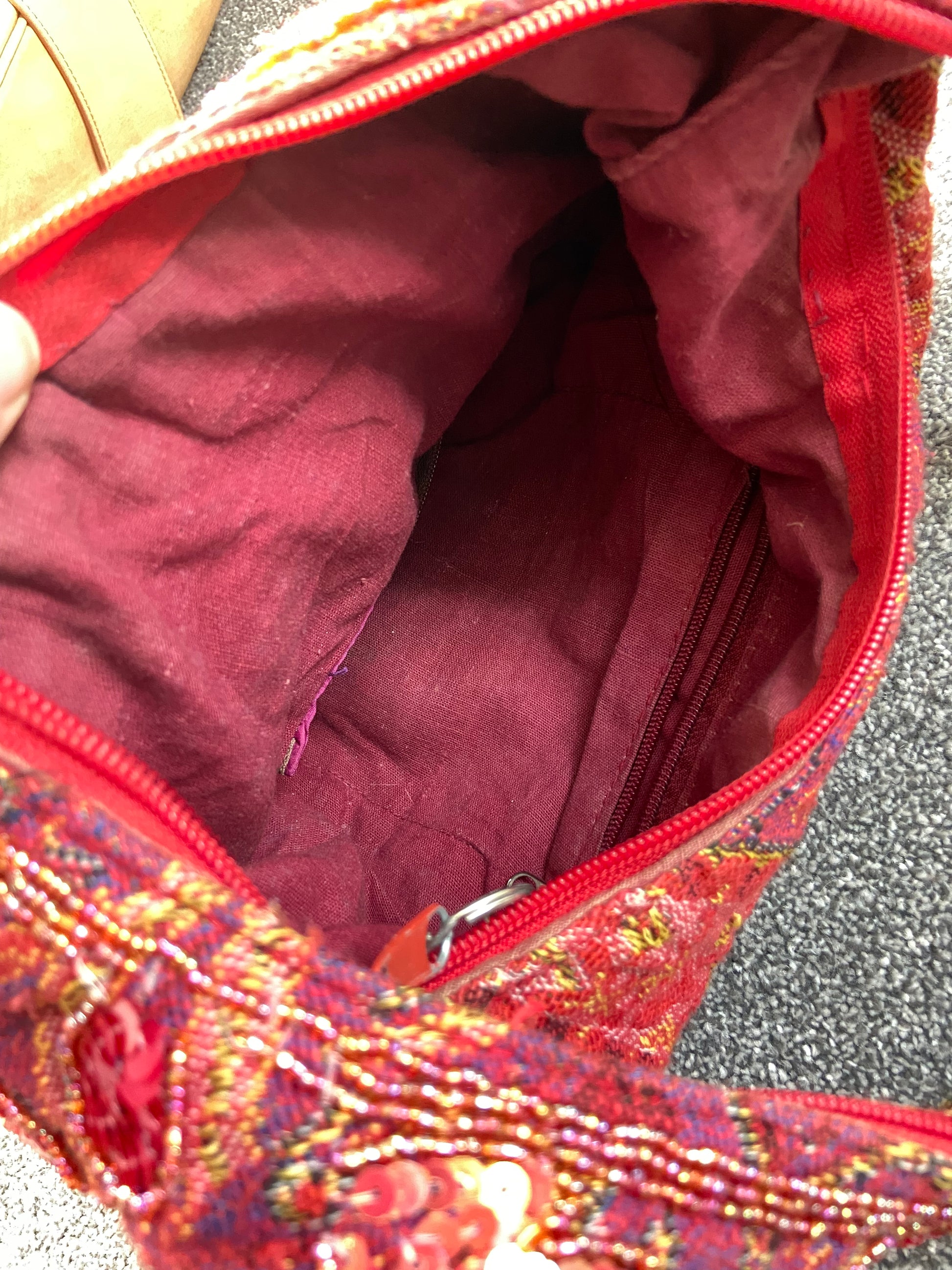 Vintage 00s Sequin Beaded Slouchy Shoulder Bag - Funky Cat