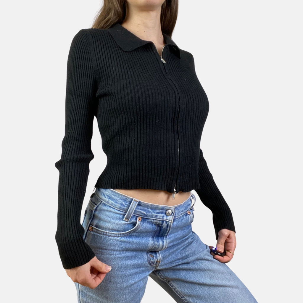 00s Double Zip Jumper - Size XS - Funky Cat