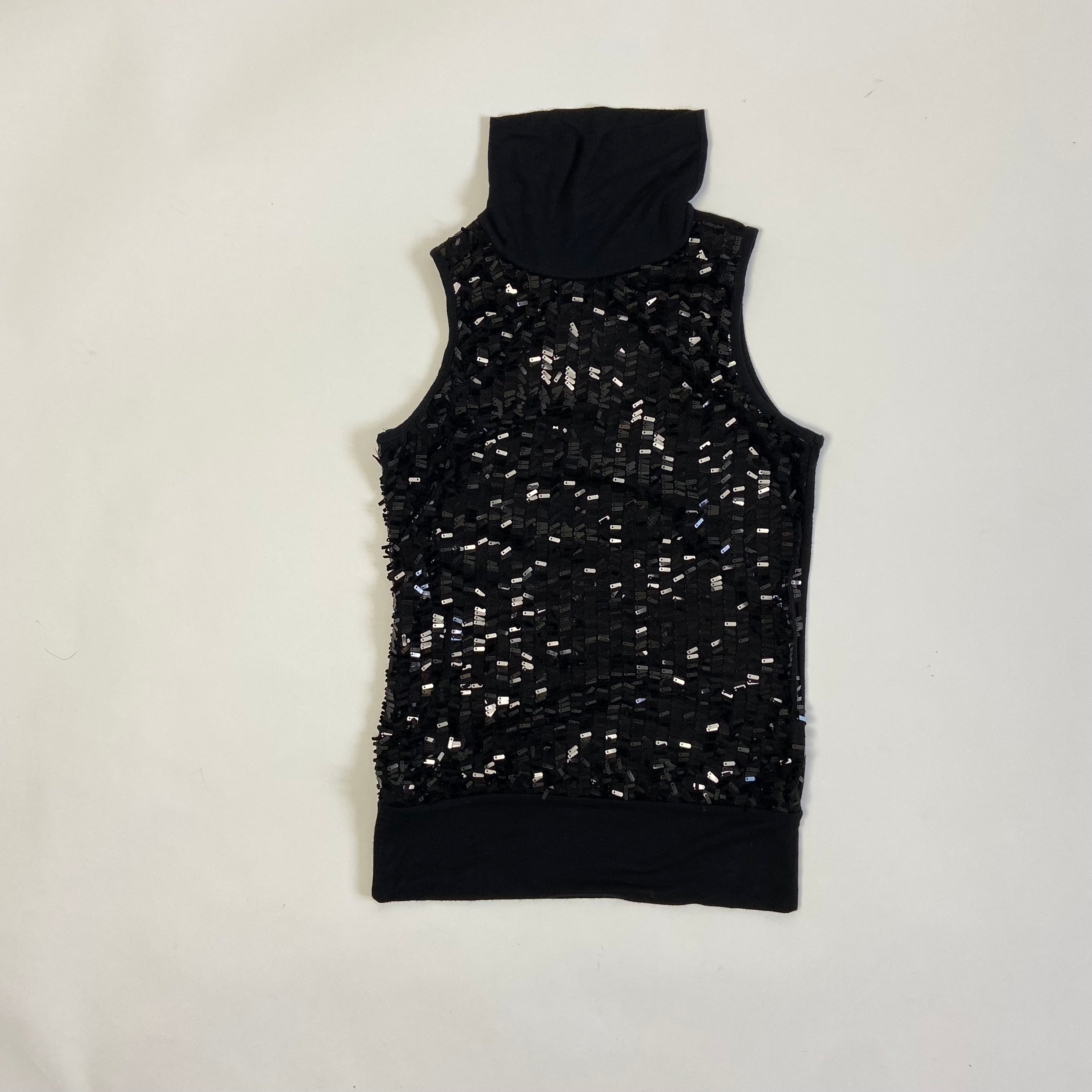 00s Sequin Roll Neck Vest Top - Size S - Funky Cat