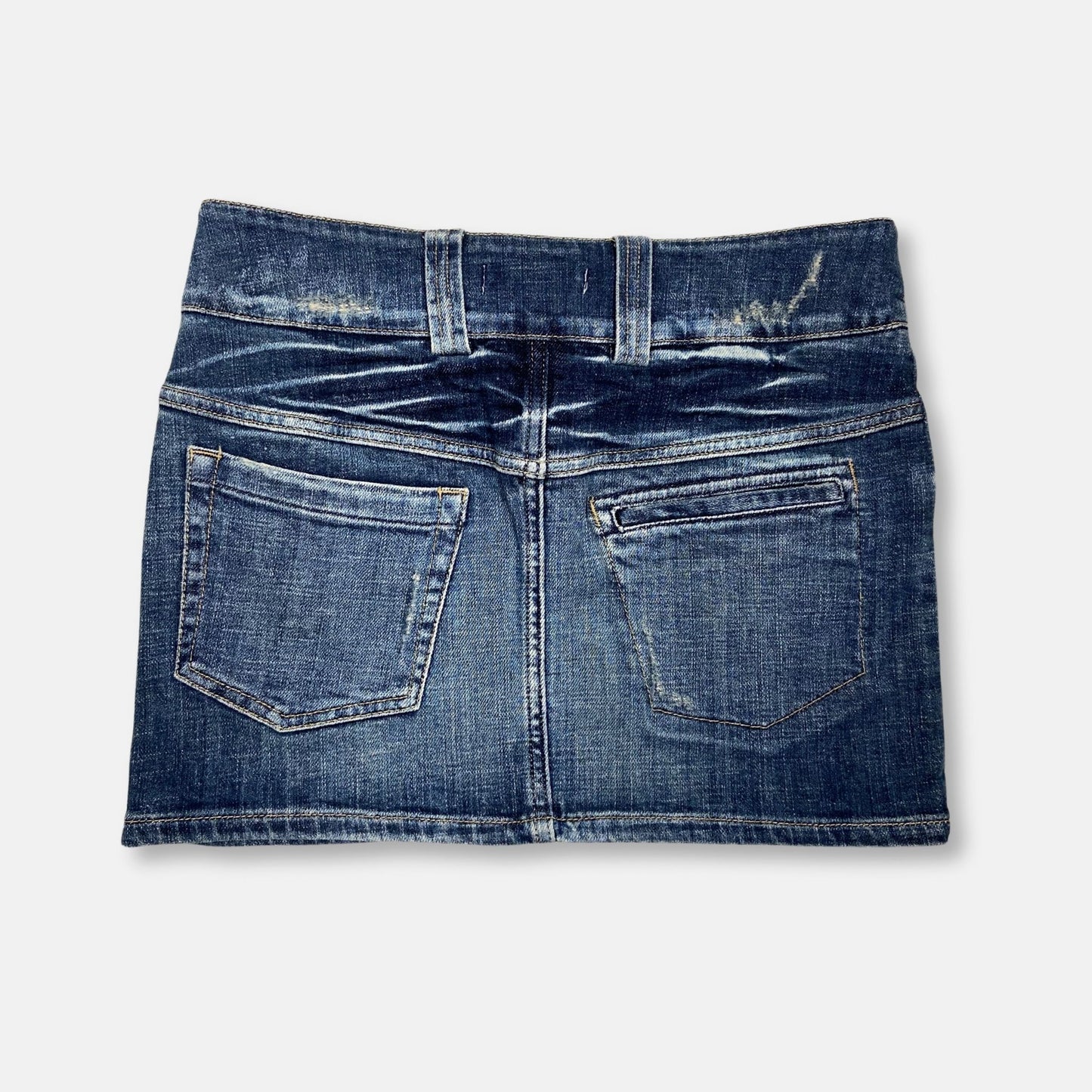 00s Denim Belted Mini Skirt - Size M - Funky Cat