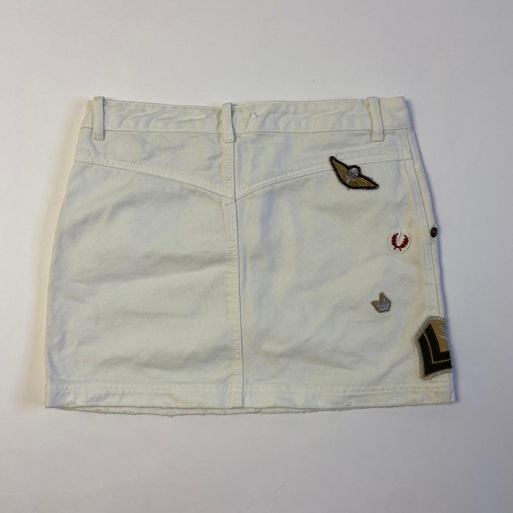 00s White Denim Mini Skirt - Size S/M - Funky Cat