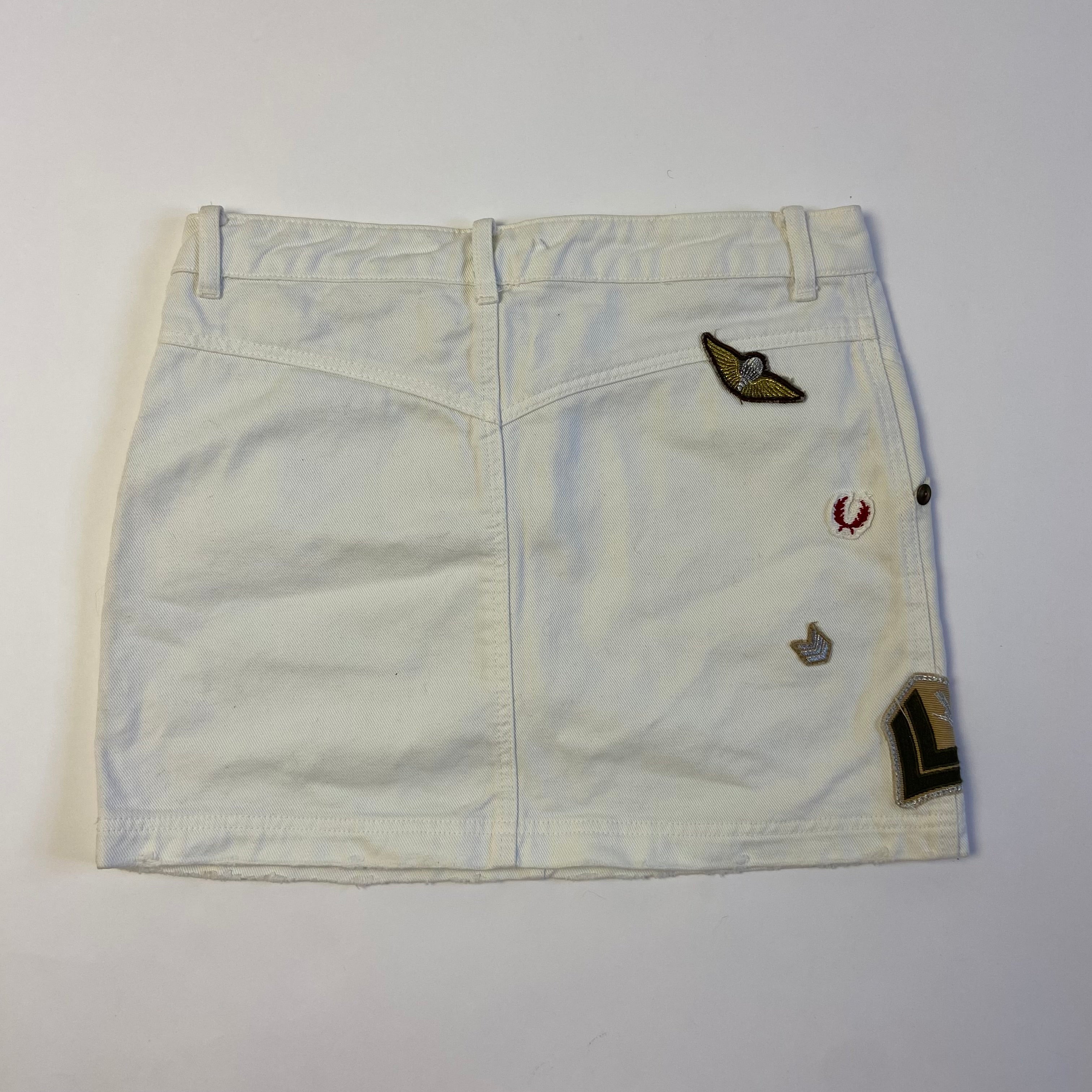 00s White Denim Mini Skirt - Size S/M - Funky Cat