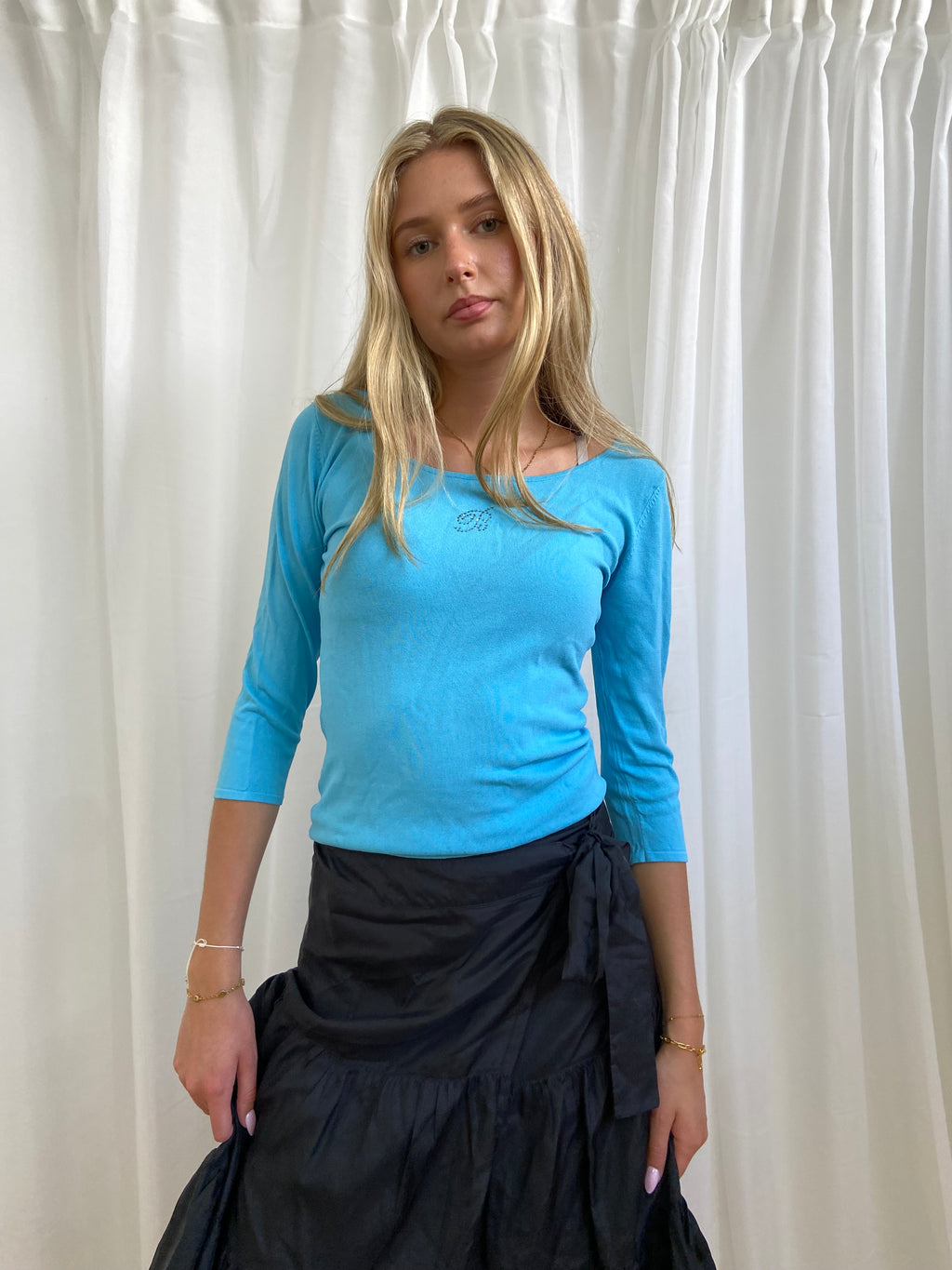 Vintage Turquoise Blumarine Top - Size XS-M - Funky Cat