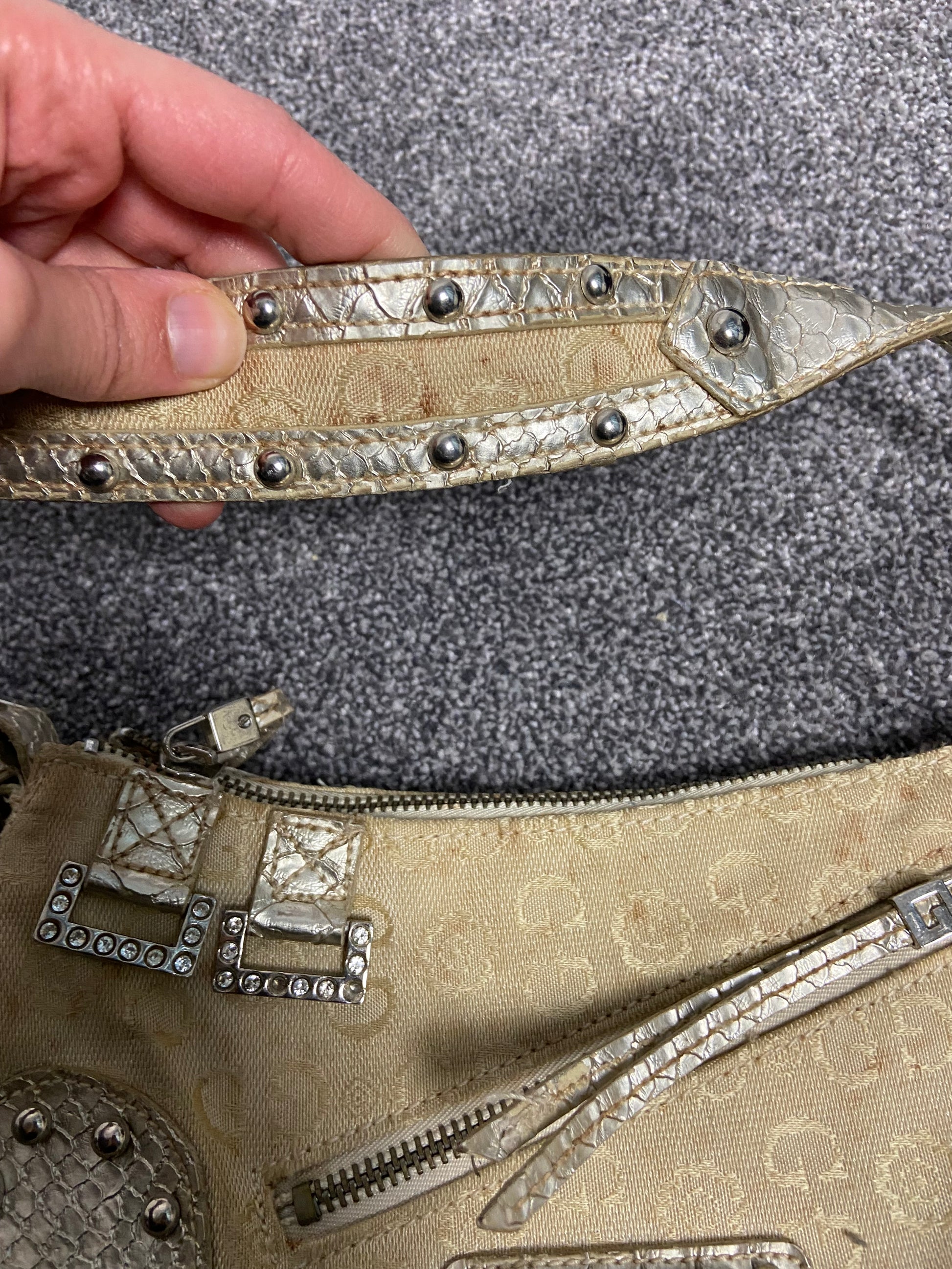 Vintage 00s Rhinestone Shoulder Bag - Funky Cat