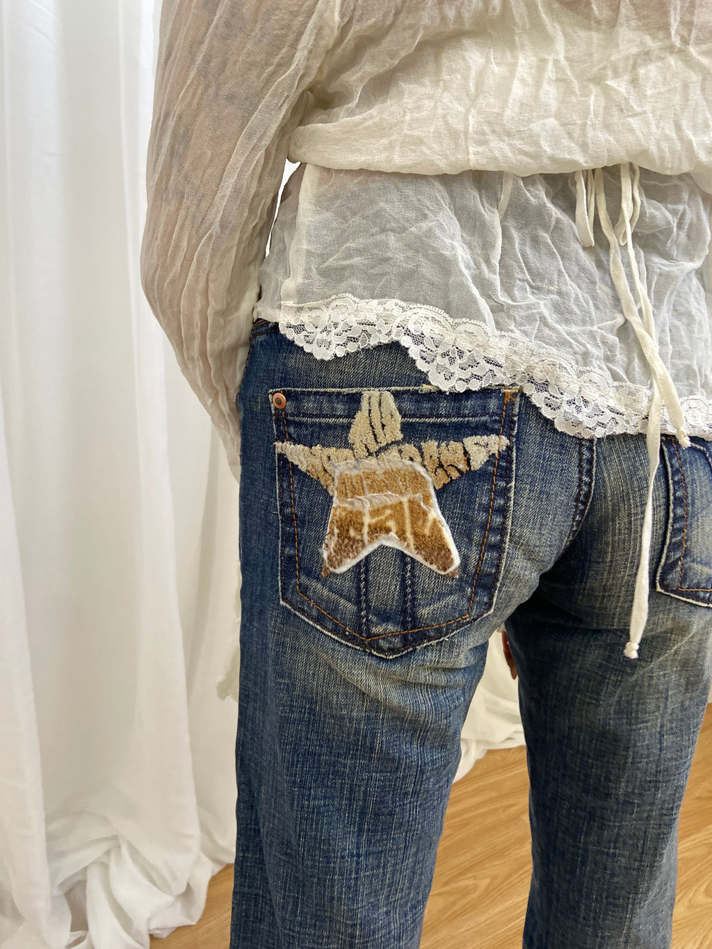 Miss Sixty Bootcut Jeans With Stars - Size UK 6