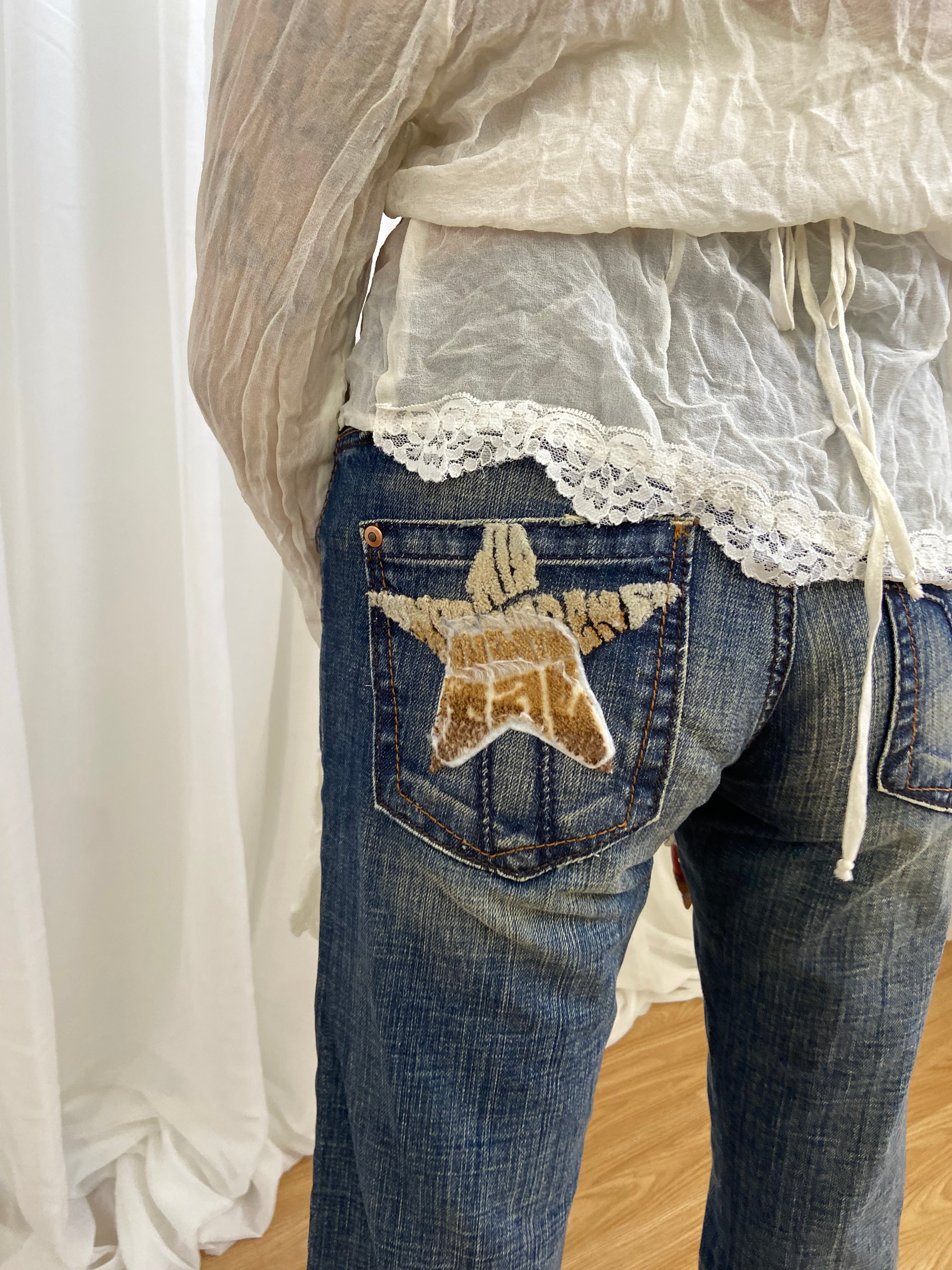 Miss Sixty Bootcut Jeans With Stars - Size UK 6