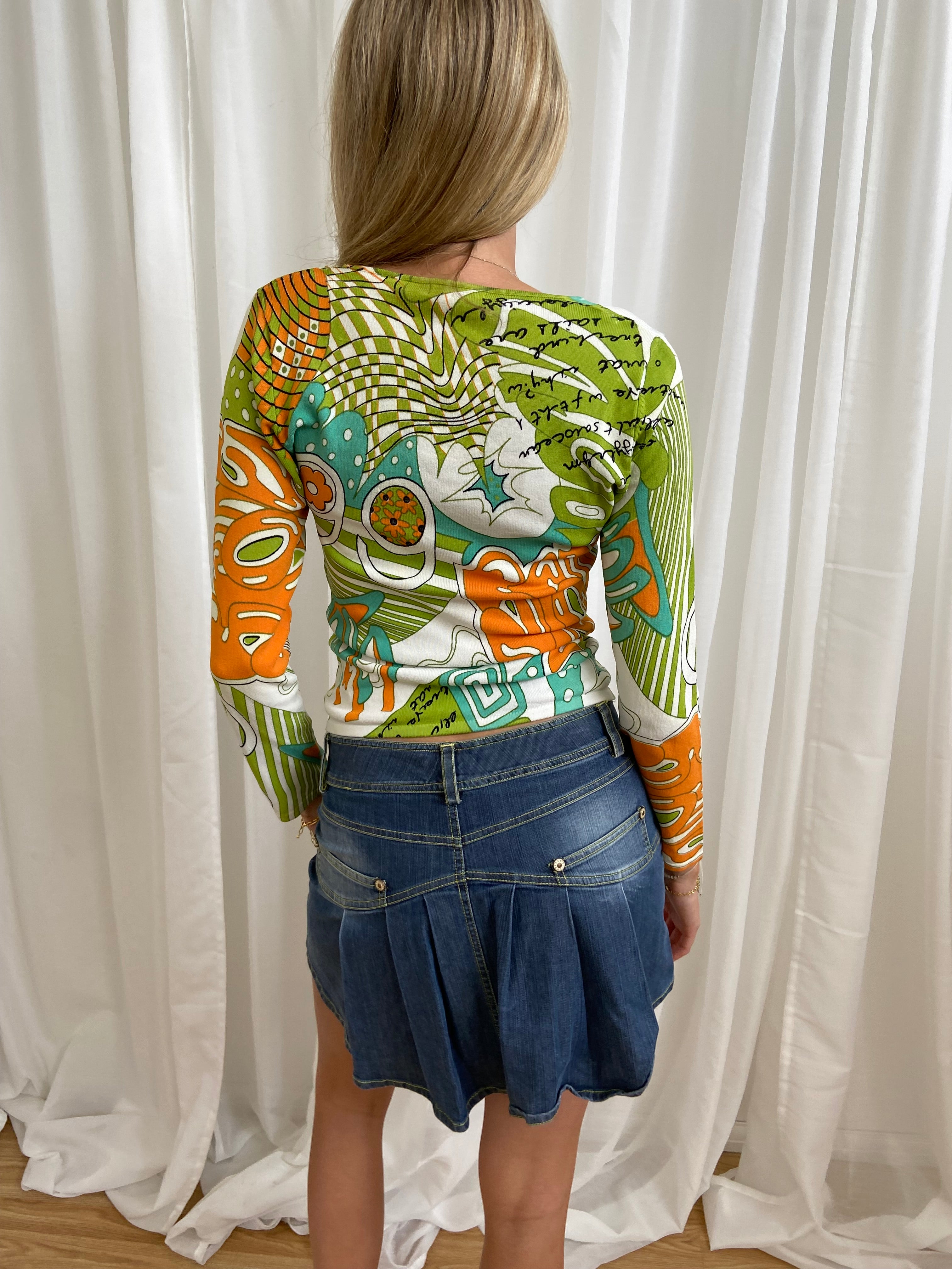 Vintage 00s Graphic Printed Top - Size XS