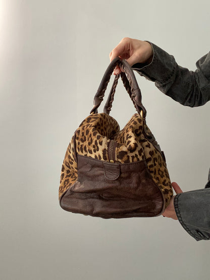 Vintage 00s Leopard Print Handbag - Funky Cat