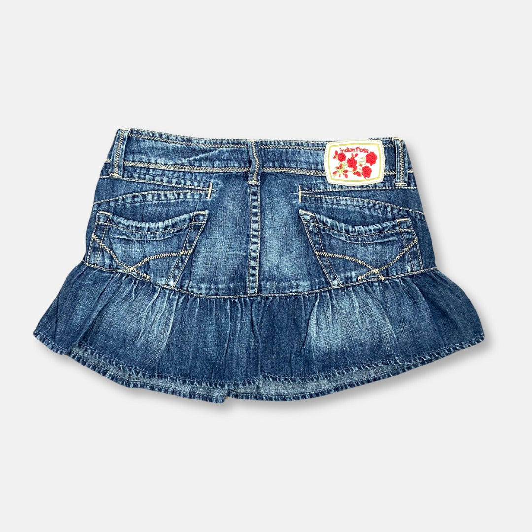 00s Denim Mini Skirt - Size M - Funky Cat